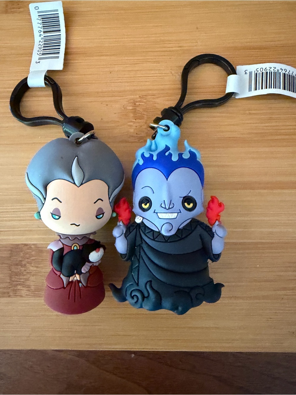 Disney Villains Lady Tremaine & Lucifer Toy Keychain Pair Collectible Bag Clips
